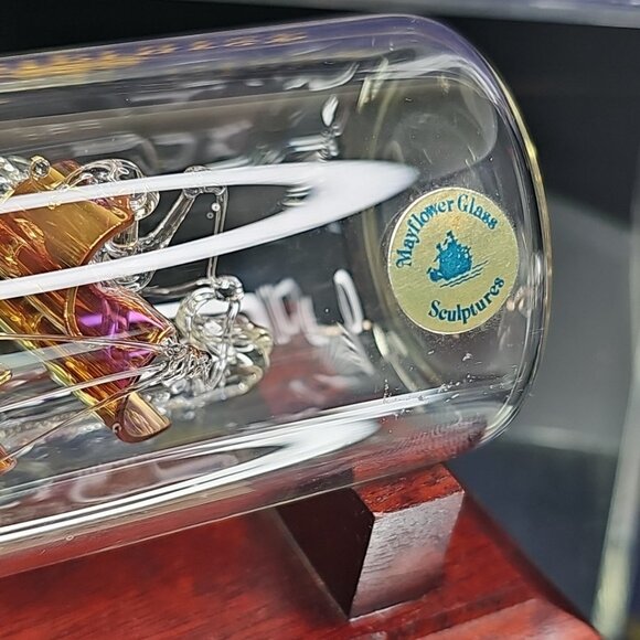 Mayflower Glass Sculptures Gilded Ship in a Bottle - Spanish Galleon - In Box - Picture 10 of 16